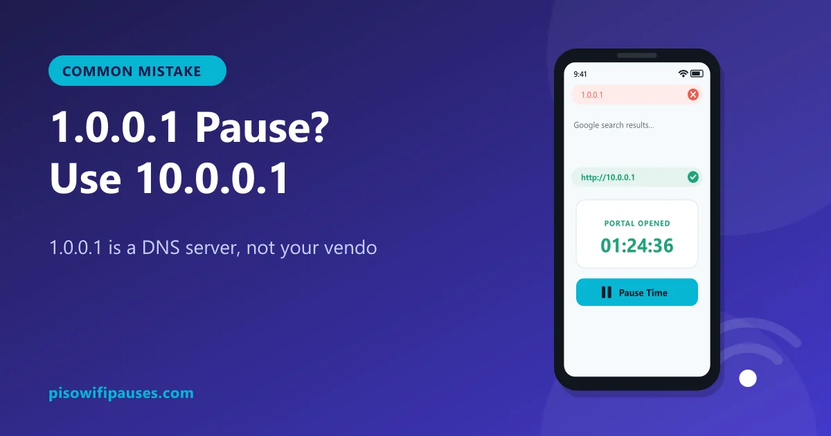 1.0.0.1 Piso WiFi pause typo explained