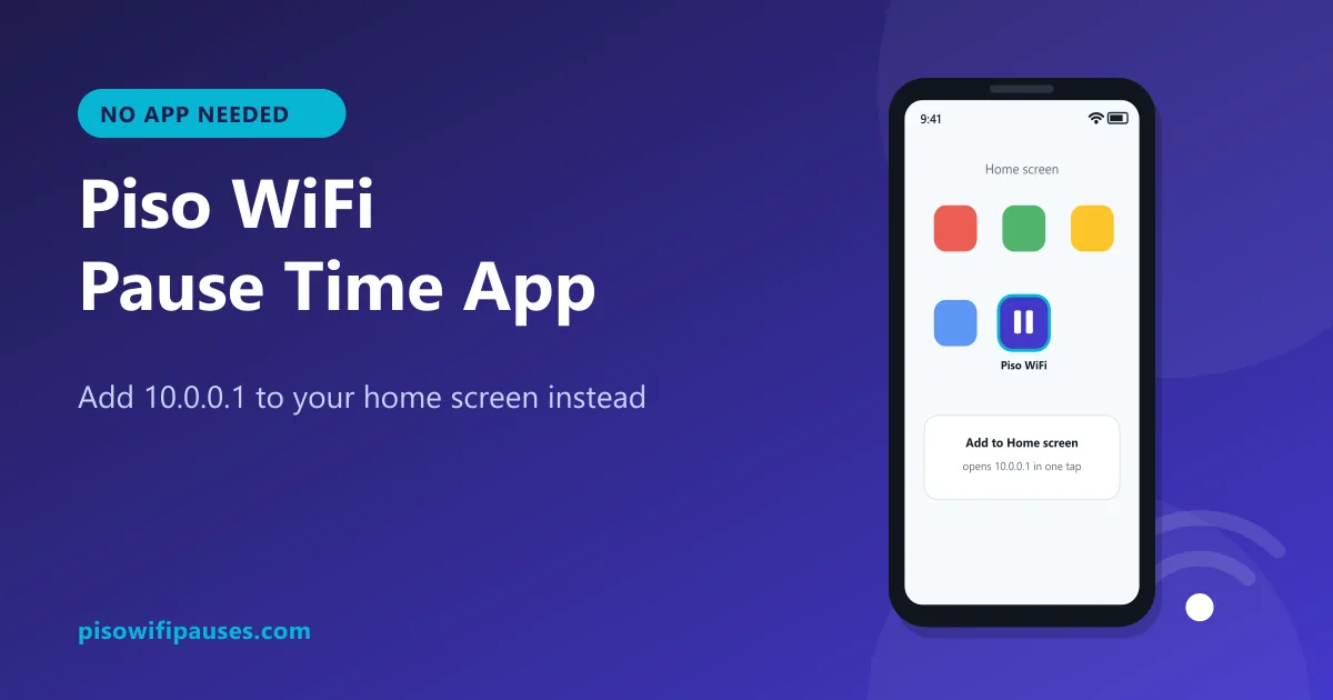 Piso WiFi pause time app shortcut on a phone home screen